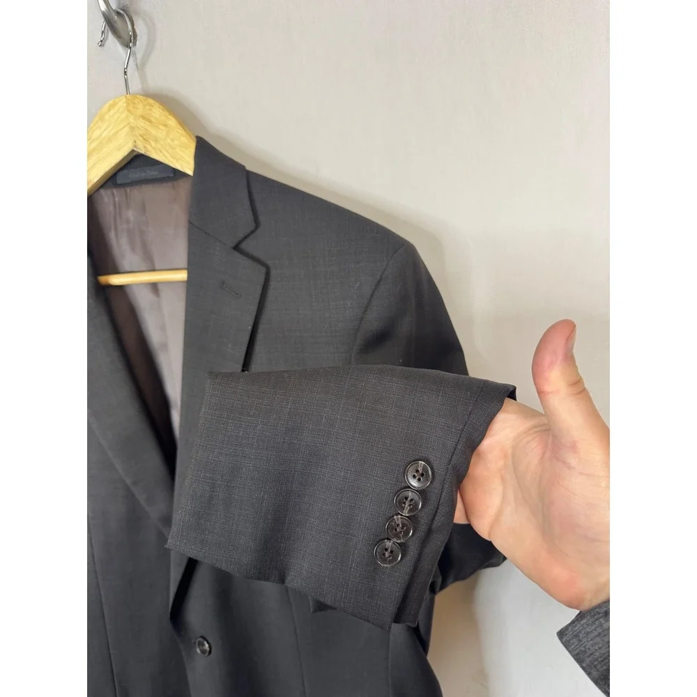Calvin Klein Mens Charcoal Gray 100% Wool 2-Button Suit‎ Jacket Blazer 40R